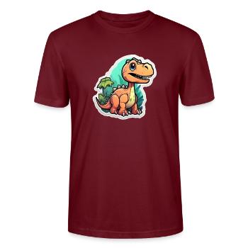dinosaure dessin animé - T-shirt bio CRAFTER Stanley Stella Unisexe - bordeaux - Devant - Alina (178cm) & Michal (187cm)