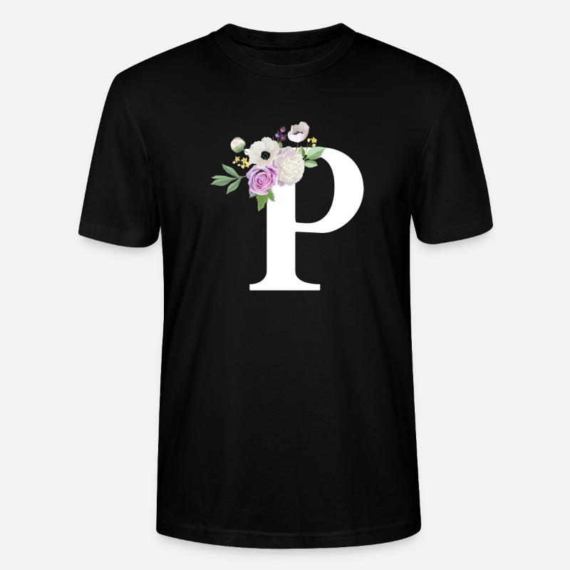 Lila Blumenbuchstabe p - Stanley/Stella Unisex Bio-T-Shirt CRAFTER - Schwarz