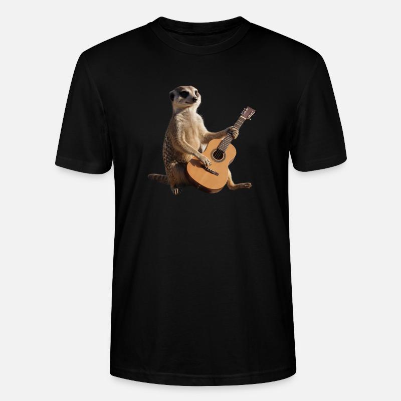 Erdmännchen sitzender Gitarrenmusiker - Stanley/Stella Unisex Bio-T-Shirt CRAFTER - Schwarz
