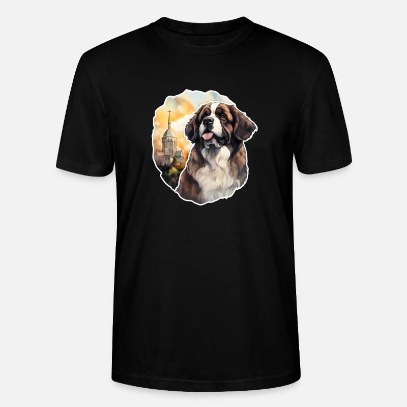 Bernhardiner vor Kirche - Stanley/Stella Unisex Bio-T-Shirt CRAFTER - Schwarz
