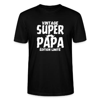 SUPER PAPA - T-shirt bio CRAFTER Stanley Stella Unisexe - noir - Devant - Alina (178cm) & Michal (187cm)