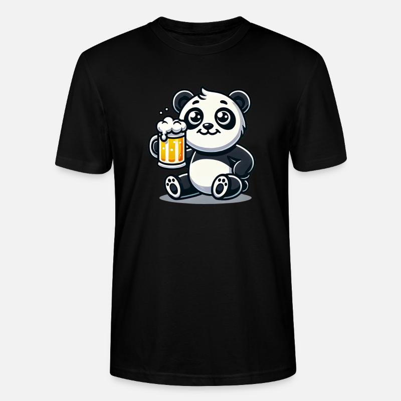 Cute Panda Drinking Beer - Stanley/Stella Unisex Bio-T-Shirt CRAFTER - Schwarz