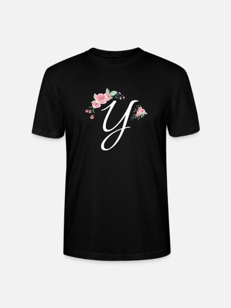 Letter and flowers - Stanley/Stella CRAFTER Unisex Organic T-Shirt - black