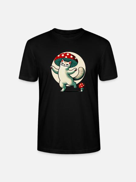 Mushroom Kitty Cat - Stanley/Stella CRAFTER Unisex Organic T-Shirt - black
