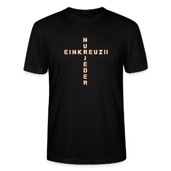 Jeder nur ein Kreuz! - Stanley/Stella Unisex Bio-T-Shirt CRAFTER - Schwarz - Vorne - Alina (178cm) & Michal (187cm)