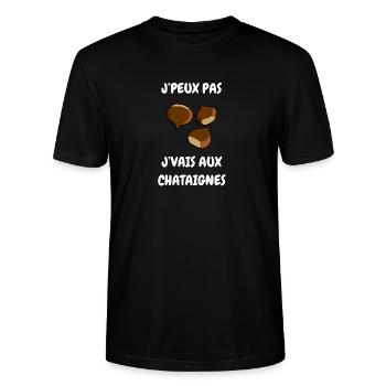 J’peux pas j’vais au châtaignes - T-shirt bio CRAFTER Stanley Stella Unisexe - noir - Devant - Alina (178cm) & Michal (187cm)