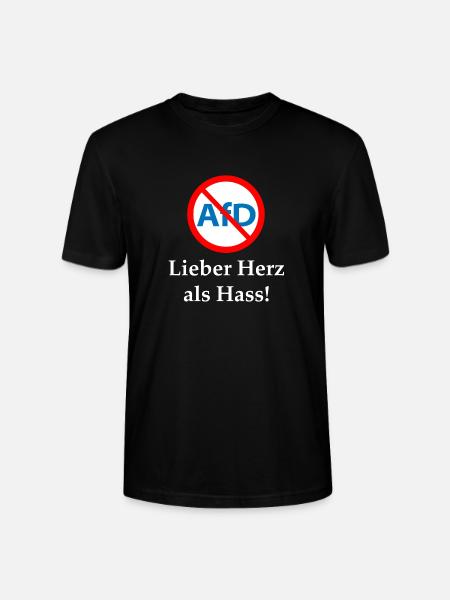 Gegen AfD! Herz statt Hass - Stanley/Stella Unisex Bio-T-Shirt CRAFTER - Schwarz