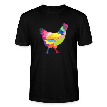 Colorful chicken rainbow hen - Stanley/Stella CRAFTER Unisex Organic T-Shirt - black - Front - Alina (178cm) & Michal (187cm)