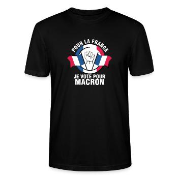 Je Vote Pour Macron - Macron présidentielle - T-shirt bio CRAFTER Stanley Stella Unisexe - noir - Devant - Alina (178cm) & Michal (187cm)