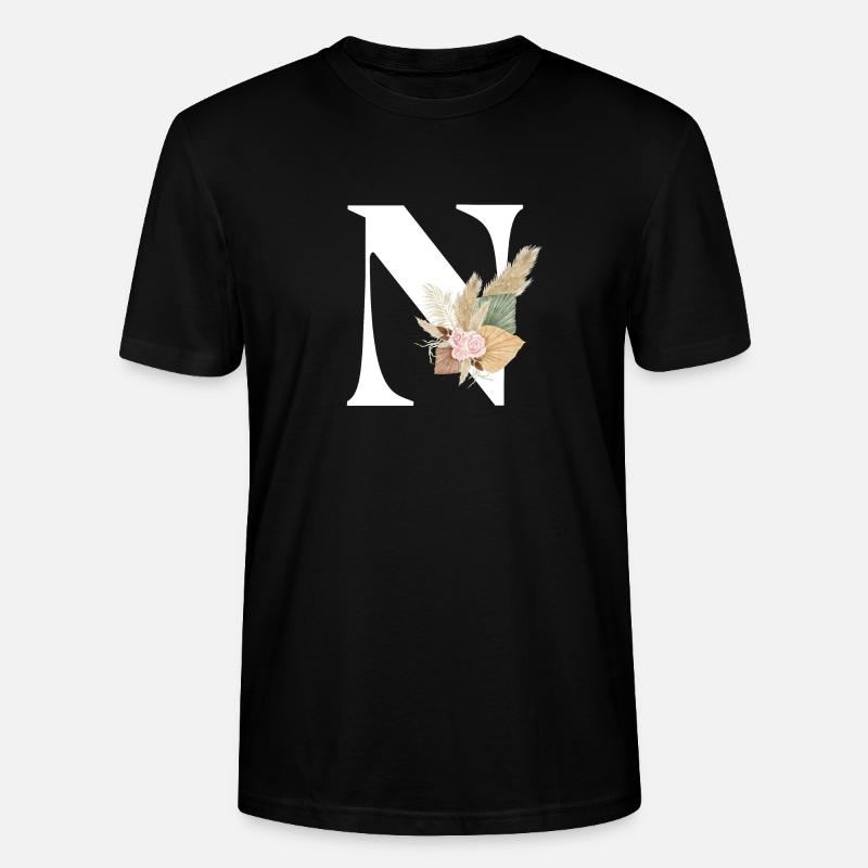 Buchstabe N Blumen - Stanley/Stella Unisex Bio-T-Shirt CRAFTER - Schwarz