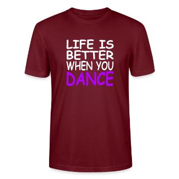 Dance - Stanley/Stella CRAFTER Unisex Organic T-Shirt - burgundy - Front - Alina (178cm) & Michal (187cm)