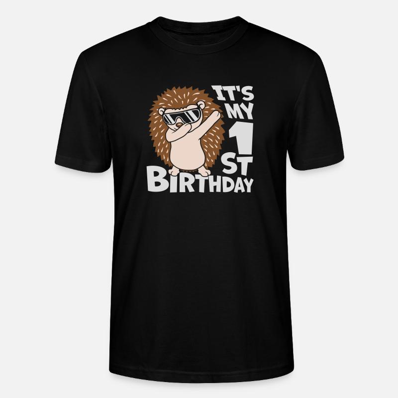 dabbing Igel 1st birthday - Stanley/Stella Unisex Bio-T-Shirt CRAFTER - Schwarz