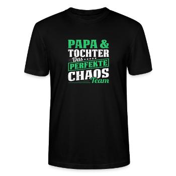 Papa & Tochter Das perfekte Chaos Team - Stanley/Stella Unisex Bio-T-Shirt CRAFTER - Schwarz - Vorne - Alina (178cm) & Michal (187cm)