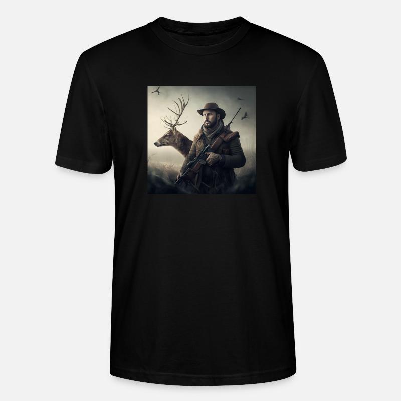 Jäger und Hirsch Geschenk - Stanley/Stella Unisex Bio-T-Shirt CRAFTER - Schwarz