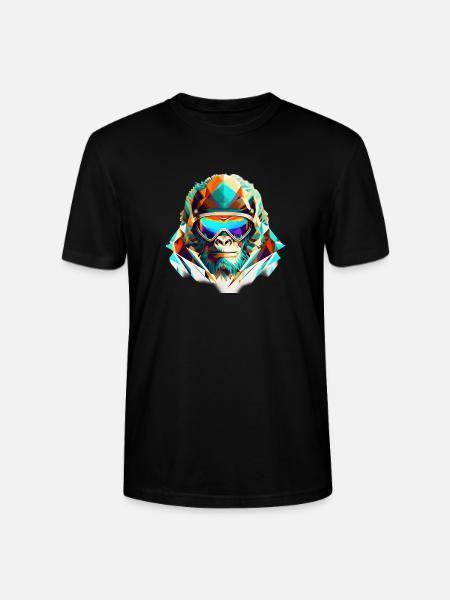 Cool gorilla skier - Stanley/Stella CRAFTER Unisex Organic T-Shirt - black