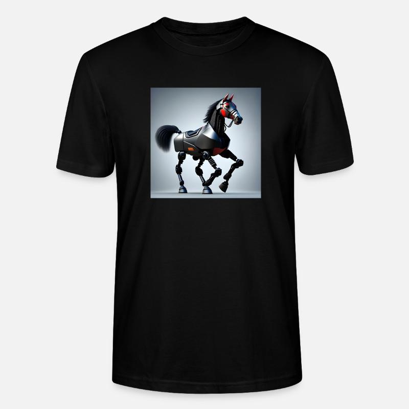 Roboterpferd Version 1 - Stanley/Stella Unisex Bio-T-Shirt CRAFTER - Schwarz