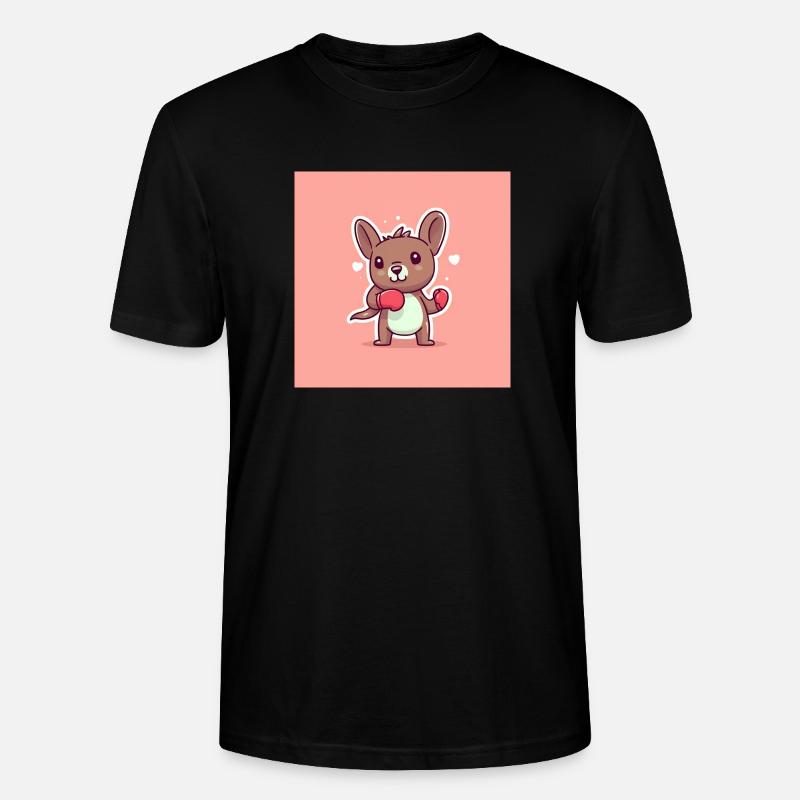 Süßes Känguru mit Box Handschuhen - Stanley/Stella Unisex Bio-T-Shirt CRAFTER - Schwarz