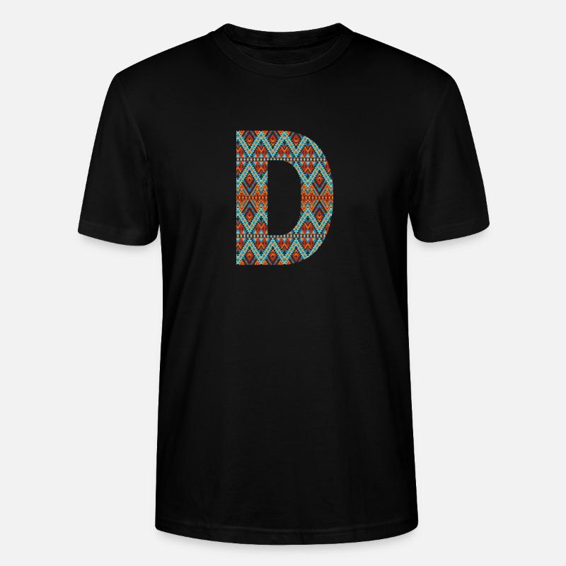 Buchstabe D- Boho-Design, Buntes Monogramm - Stanley/Stella Unisex Bio-T-Shirt CRAFTER - Schwarz