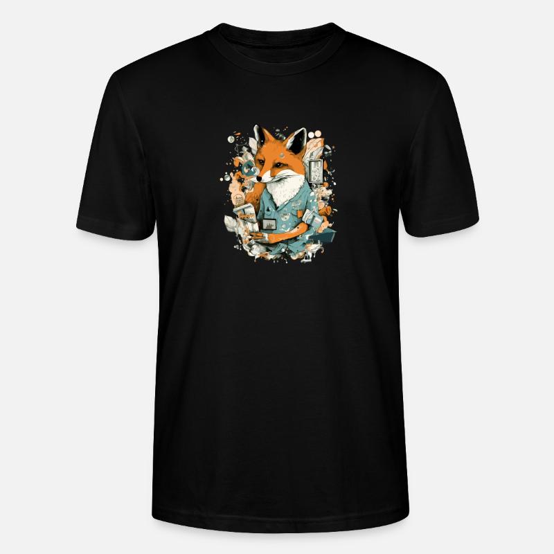 Fox and his diary - Stanley/Stella CRAFTER Unisex Organic T-Shirt - black