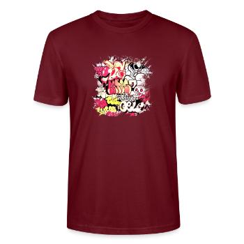 Graffiti-Stil Splash Hip Hop Farben Maler Farbe - Stanley/Stella Unisex Bio-T-Shirt CRAFTER - Burgunderrot - Vorne - Alina (178cm) & Michal (187cm)