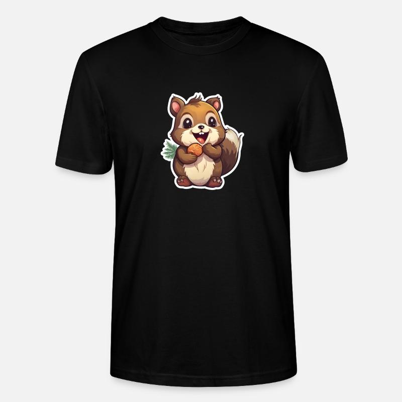 Süßes Eichhörnchen mit Nuss - Stanley/Stella Unisex Bio-T-Shirt CRAFTER - Schwarz