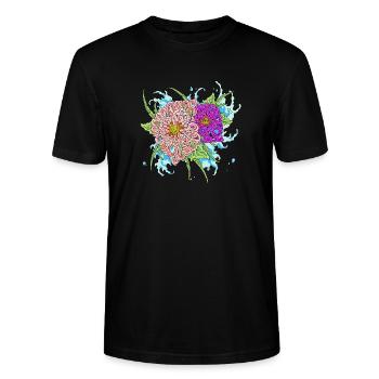 chrysanthème 4 - T-shirt bio CRAFTER Stanley Stella Unisexe - noir - Devant - Alina (178cm) & Michal (187cm)