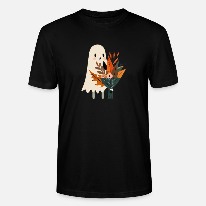Fantôme avec bouquet de fleurs - T-shirt bio CRAFTER Stanley Stella Unisexe - noir
