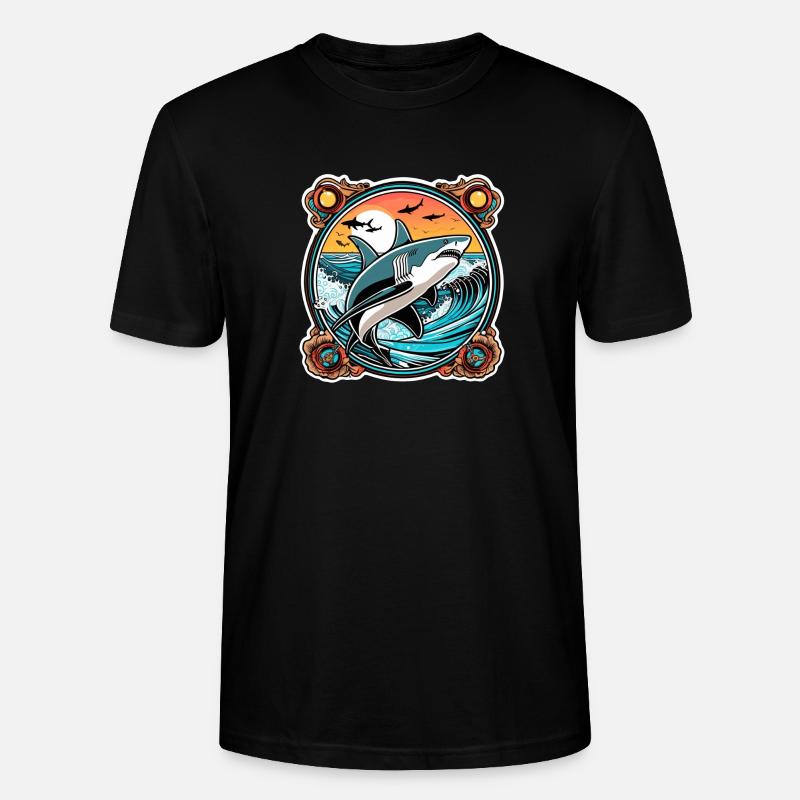 requin et coucher de soleil - T-shirt bio CRAFTER Stanley Stella Unisexe - noir