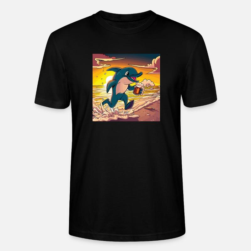 Delfin mit Bier - Stanley/Stella Unisex Bio-T-Shirt CRAFTER - Schwarz