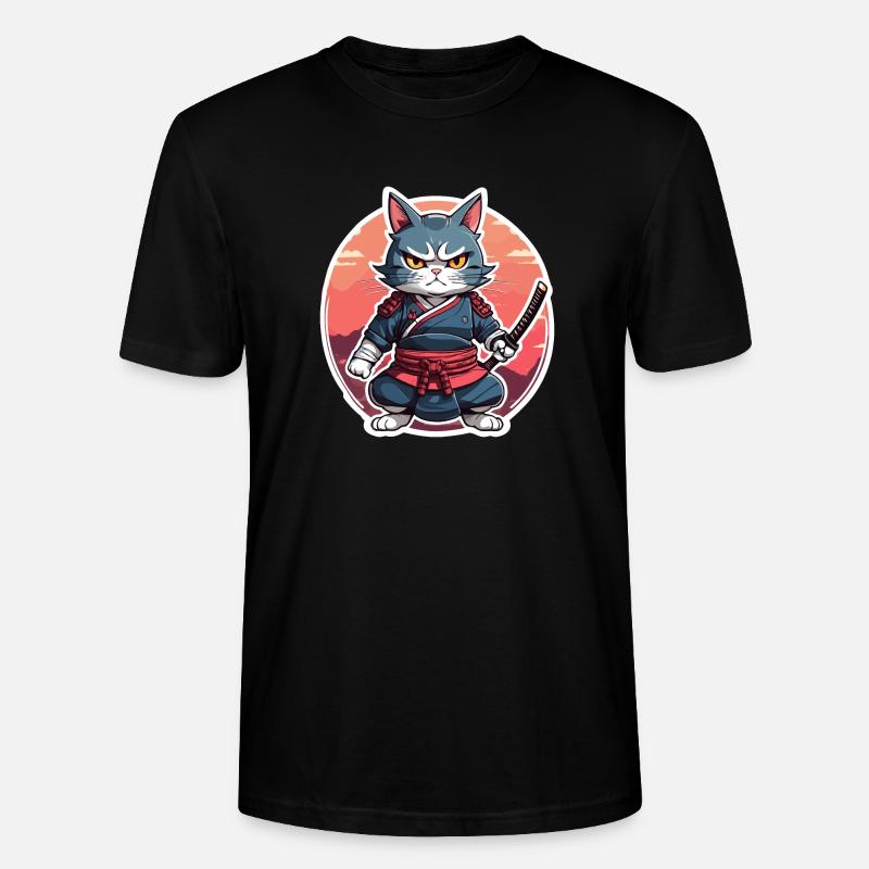 Chat samouraï #16 - T-shirt bio CRAFTER Stanley Stella Unisexe - noir