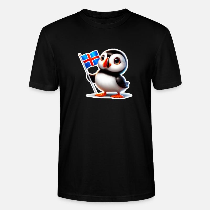 Süßer Papageitaucher mit isländischer Flagge - Stanley/Stella Unisex Bio-T-Shirt CRAFTER - Schwarz
