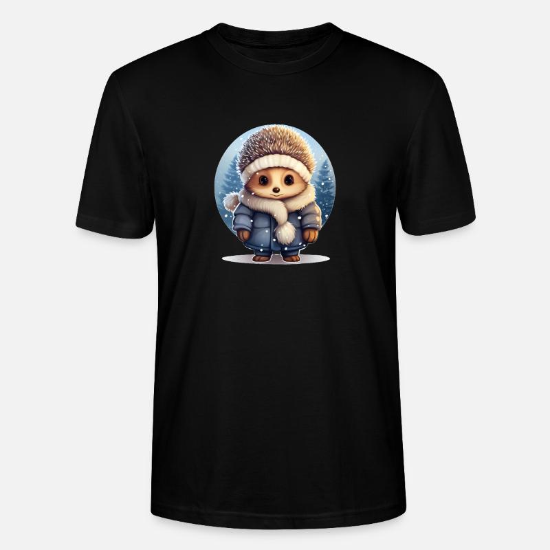 Hérisson dans la neige - T-shirt bio CRAFTER Stanley Stella Unisexe - noir