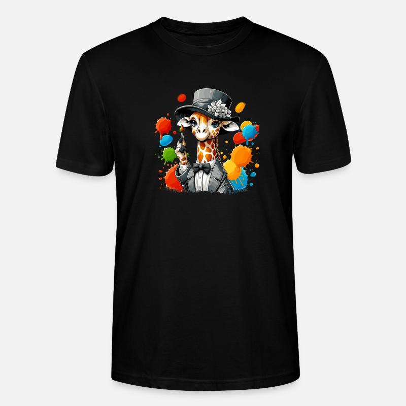 Giraffe mit Hut - Stanley/Stella Unisex Bio-T-Shirt CRAFTER - Schwarz