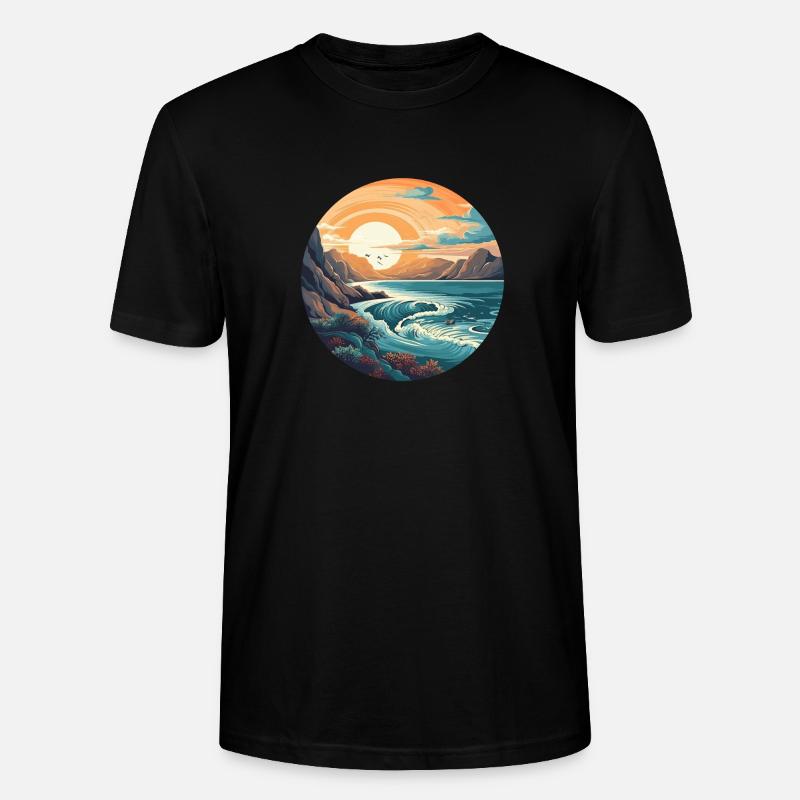 Plage rocheuse - T-shirt bio CRAFTER Stanley Stella Unisexe - noir