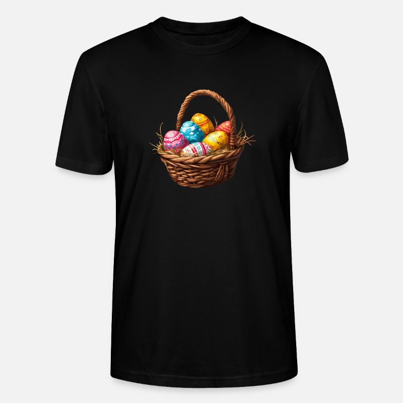 Osterkörbchen mit bunt bemalten Eiern - Stanley/Stella Unisex Bio-T-Shirt CRAFTER - Schwarz