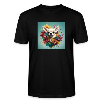 Chihuahua, flowers - Stanley/Stella CRAFTER Unisex Organic T-Shirt - black - Front - Alina (178cm) & Michal (187cm)