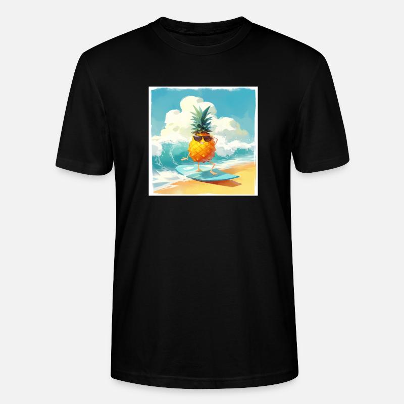 Drôle d’ananas surfant - T-shirt bio CRAFTER Stanley Stella Unisexe - noir