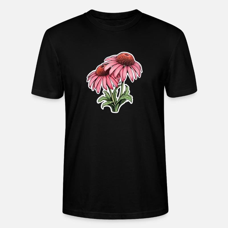 Echinacea 2 Blüten - Stanley/Stella Unisex Bio-T-Shirt CRAFTER - Schwarz