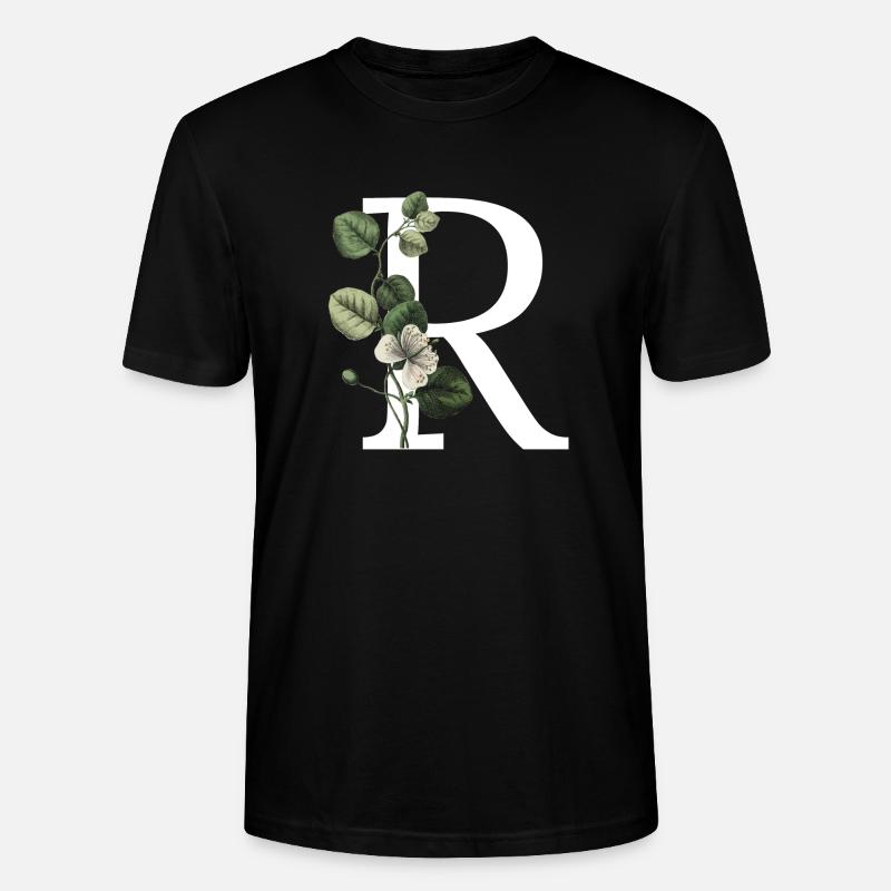 lettre r botanique vert - T-shirt bio CRAFTER Stanley Stella Unisexe - noir