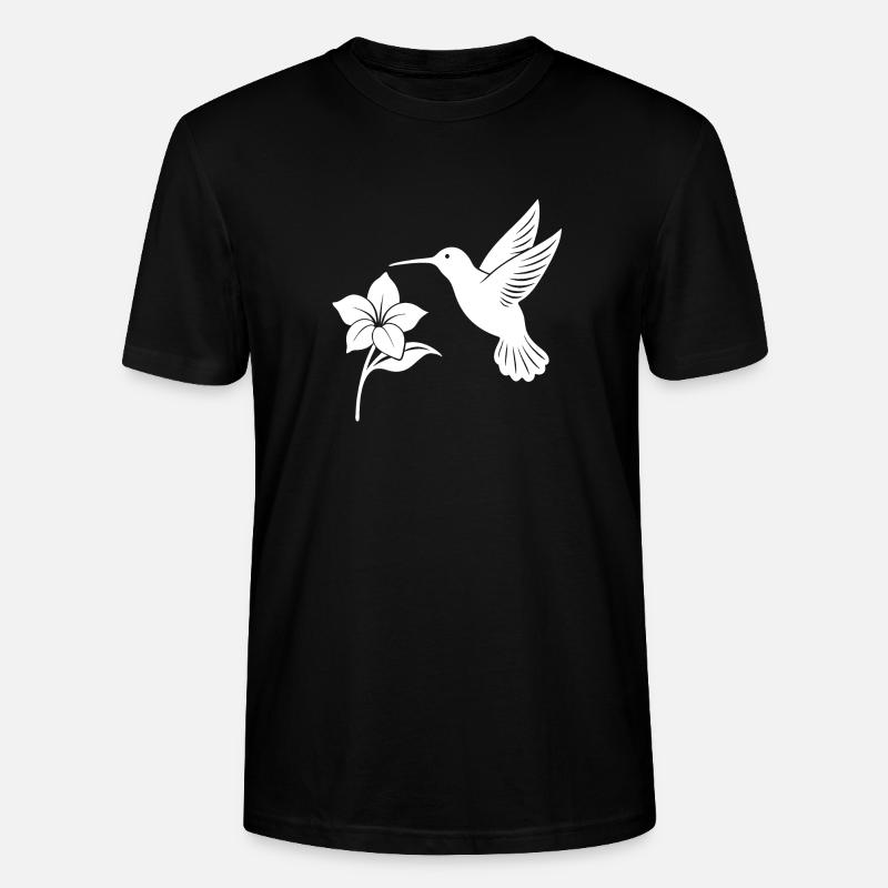 Colibri et fleur - T-shirt bio CRAFTER Stanley Stella Unisexe - noir
