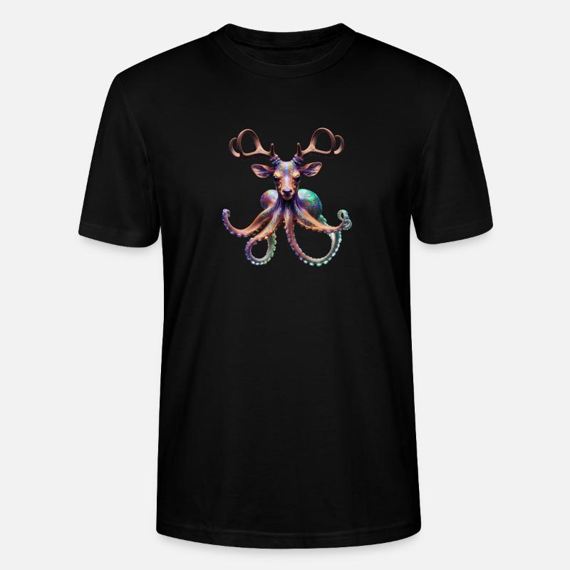 Psychedelischer Hirsch Oktopus mit Geweih - Stanley/Stella Unisex Bio-T-Shirt CRAFTER - Schwarz