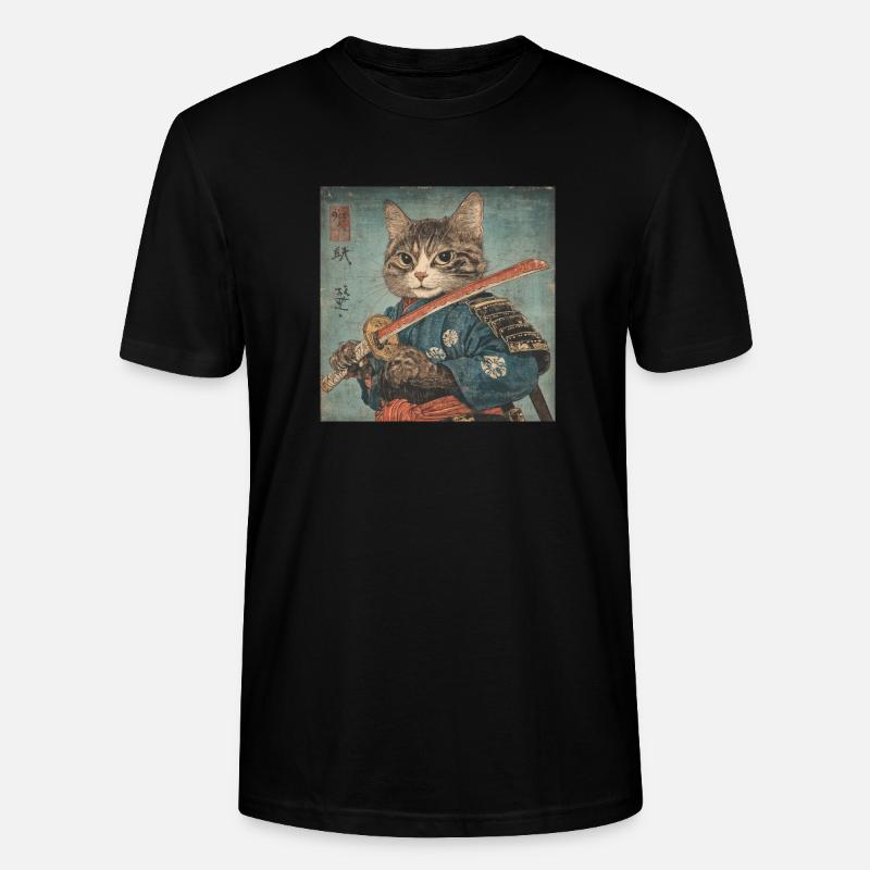 Katze Samurai Japan Ukiyo-E - Stanley/Stella Unisex Bio-T-Shirt CRAFTER - Schwarz