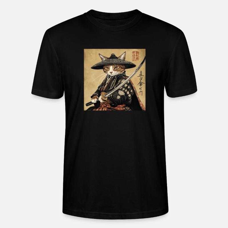 Katze Samurai Japan Ukiyo-E - Stanley/Stella Unisex Bio-T-Shirt CRAFTER - Schwarz
