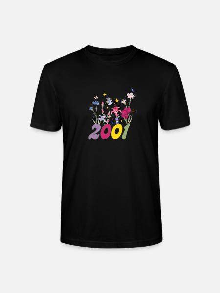 Year of birth 2001 wildflowers - Stanley/Stella CRAFTER Unisex Organic T-Shirt - black