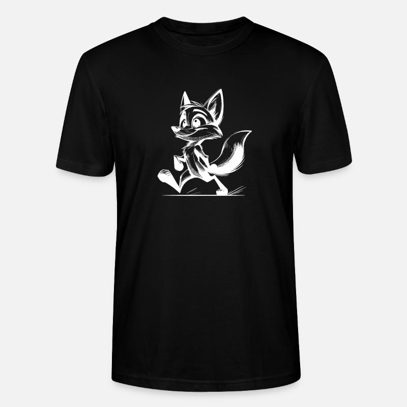 Fox Drawing Sly Fox - Stanley/Stella CRAFTER Unisex Organic T-Shirt - black