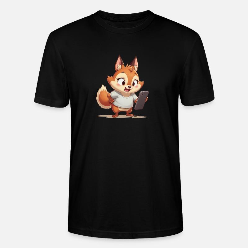 Fuchs mit Handy - Stanley/Stella Unisex Bio-T-Shirt CRAFTER - Schwarz