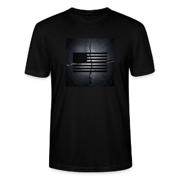 American Flag - Stanley/Stella CRAFTER Unisex Organic T-Shirt - black - Front - Alina (178cm) & Michal (187cm)