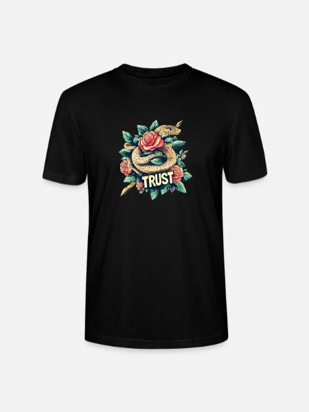 Trust – Snake & Roses. - Stanley/Stella CRAFTER Unisex Organic T-Shirt - black
