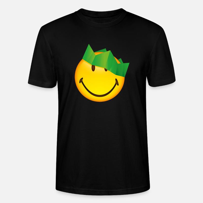 Smiley Green Crown - Stanley/Stella Unisex Bio-T-Shirt CRAFTER - Schwarz