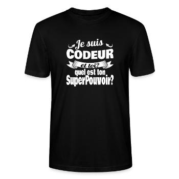je suis codeur - T-shirt bio CRAFTER Stanley Stella Unisexe - noir - Devant - Alina (178cm) & Michal (187cm)
